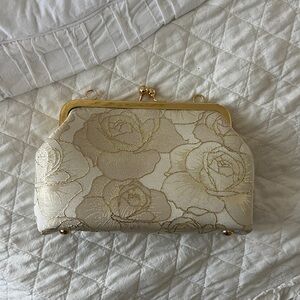 Lulu's Gold and Cream Floral Clutch